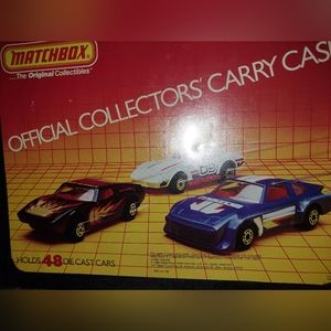 1983 Matchbox collectors case with 48 matchbox and hot wheels cars